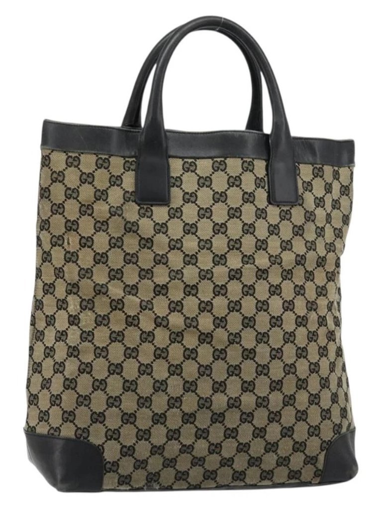 Gucci Gg Canvas Tote Bag Black 002 1121 Auth Bs35575